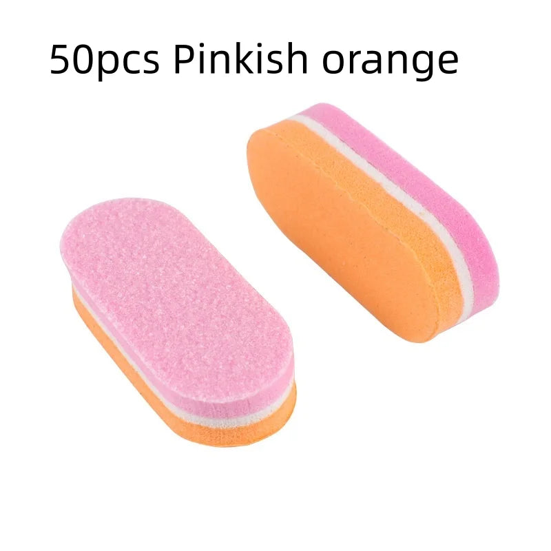 10/50/100pcs mix Professional Buffer Sponge Nail File Mini Double-sided Nails Art Blocks Polishing Manicure Pedicure Qme 50pcs Pinkish orange
