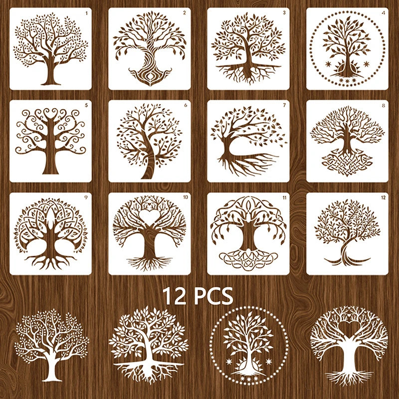 Reusable Tree Stencils Life Stencil Painting Wood Airbrush Drawing Qme