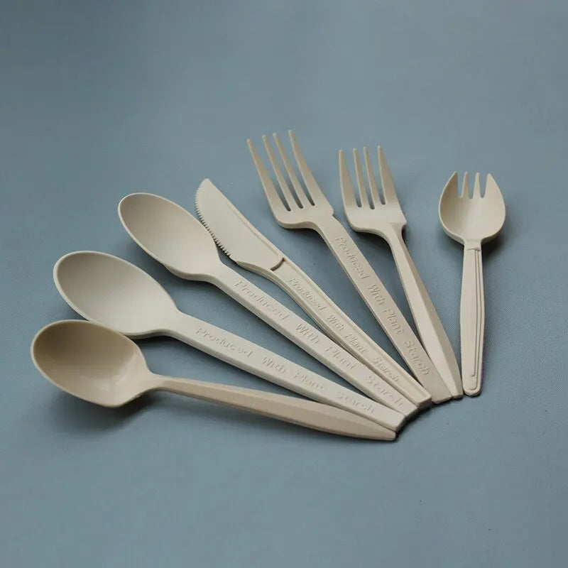 6-inch Corn Starch Spoon Thickened Environmentally Friendly Degradable Disposable Tableware Green Health Hygiene Spoons Durable Qme
