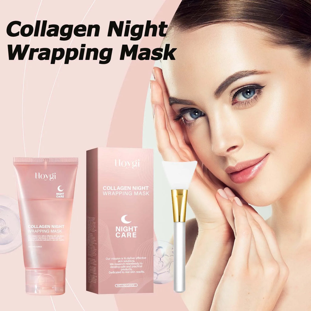 Collagen Night Wrapping Mask Moisturizing Firming Peel-Off Mask Gel Face Deep Cleansing Pores Hydrating Brightening Facial Mask Qme