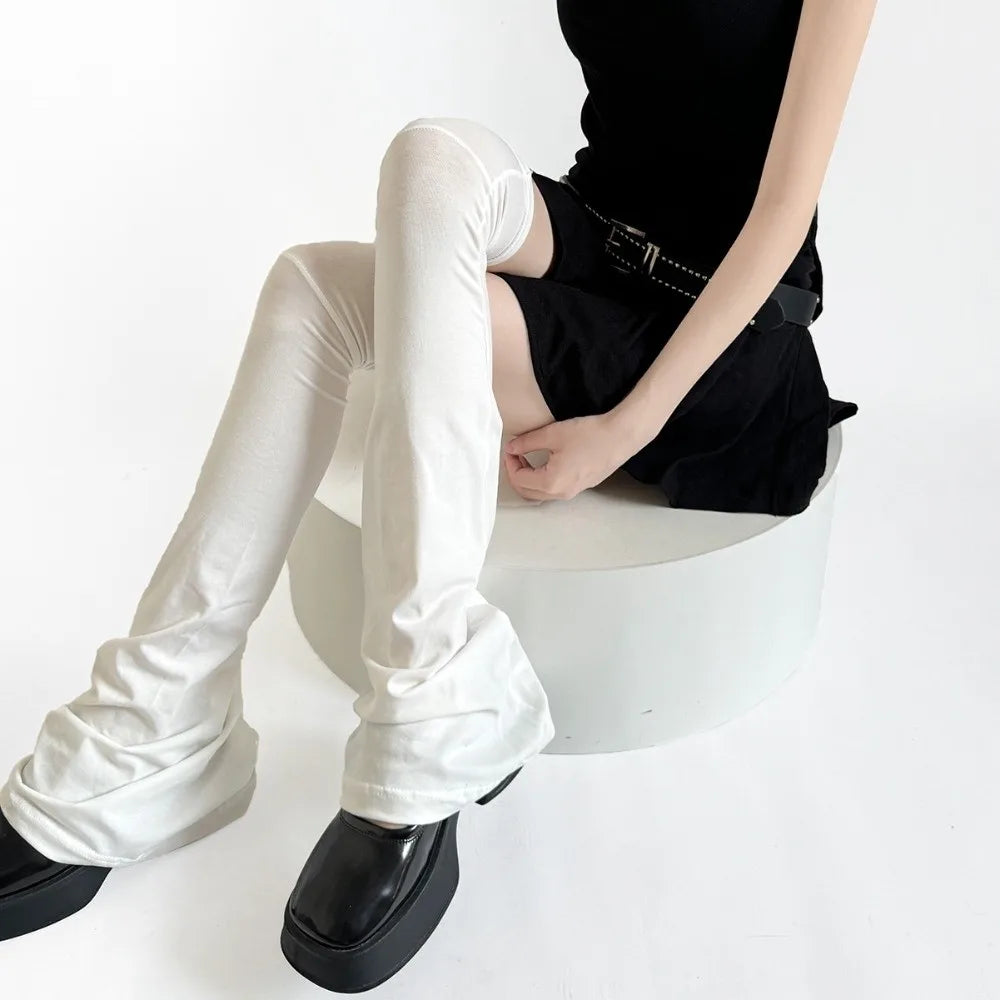 Fashion Korean Flared Leg Sleeve Soft Y2K Loose Socks Foot Cover Qme White One Size