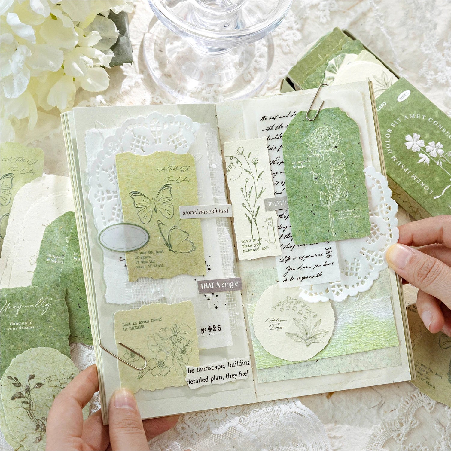30 Sheets Sticker Pack Embossed Matchbox Style Scrapbooking Stickers for DIY Planner Journal Notebook Phone Case Decoration Qme
