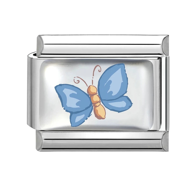 2026 Y2K Rainbow Heart Earth Blue Series Pattern Italian Charm Links