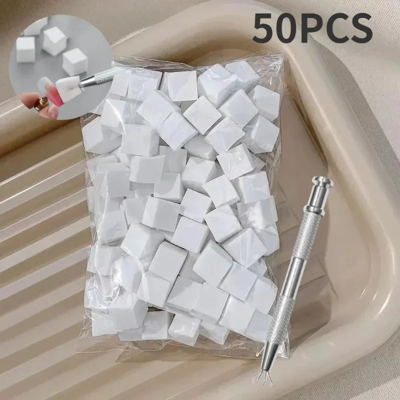 50Pcs Square Nail Art Sponge Set Gradient Nail Brushes Gel Polish Design Nail Sponge Grab Pen Manicure Supplies Qme 1set