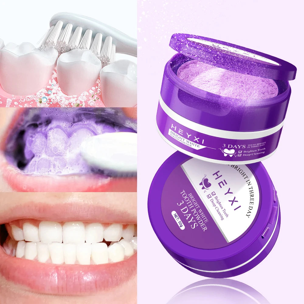 Purple Tooth Powder Deep Cleansing Fresh Breath Gentle Formula Qme