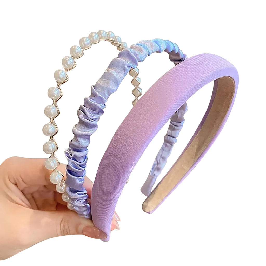 3pcs Set Fashion Headbands for Women Girls Pearl Hair Bands Versatile Simple Hairband Hair Hoop Hair Accessories Headwear Qme