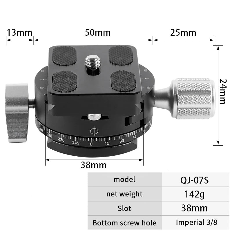 360 Rotate Panoramic Shooting Clamp Arca Swiss Camera Tripod Quick Qme B