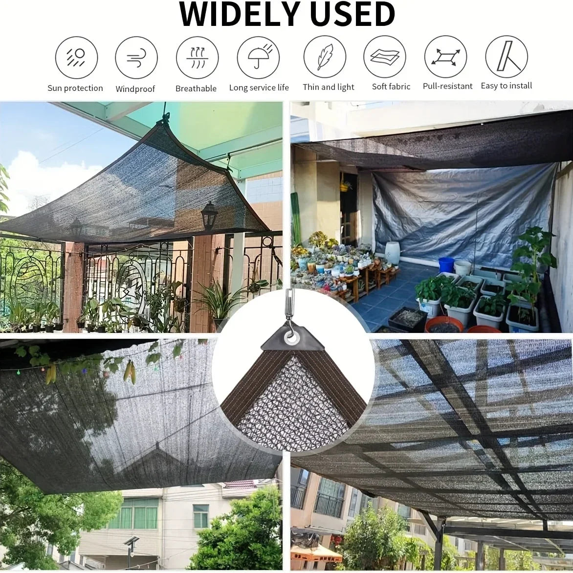 30%~90% Shading Anti-UV Black HDPE Sunshade Net Greenhouse Garden Succulent Plants Cover Netting Swimming Pool Sun Shade Net Qme