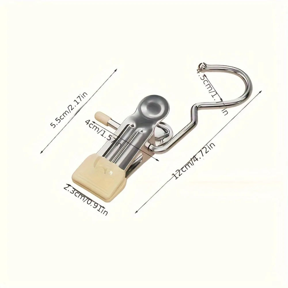 30pcs Clothes Pins Clips With Hook, Stainless Steel High Elasticity Good Persistence For Clothes, Wardrobe Hooks, Socks Qme