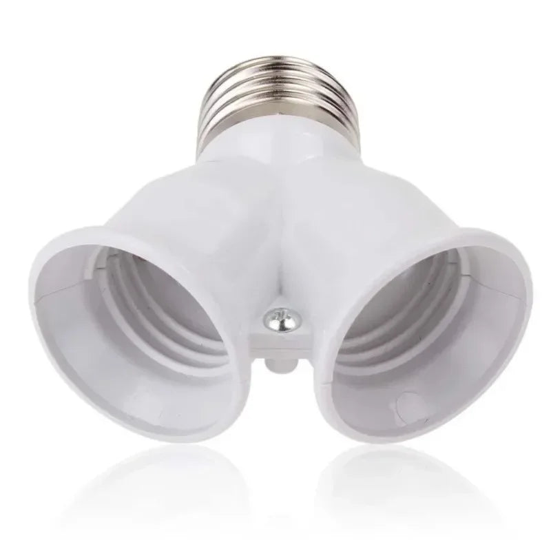 Screw E27 LED Base Light Lamp Bulb Socket E27 To 2-E27 Splitter Adapter Lamp Holder E27 Socket Bulb Holder Qme