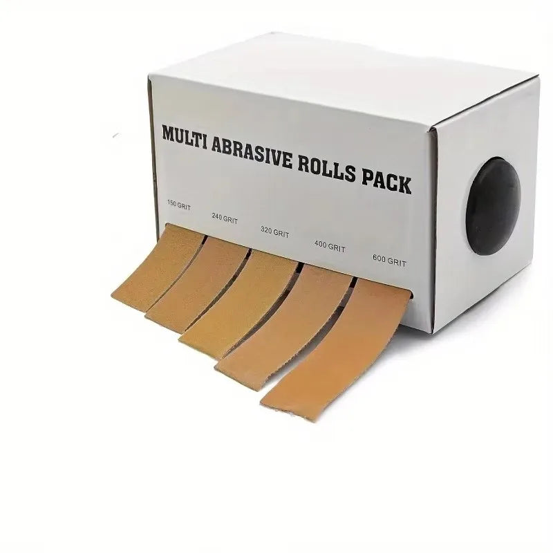 Diamond Cloth Rolls, 80/150/240/320/400/600 Grit Sandpaper Rolls, Metal Emery Cloth with Dispenser, Alumina Sandpaper Qme 5roll Yellow
