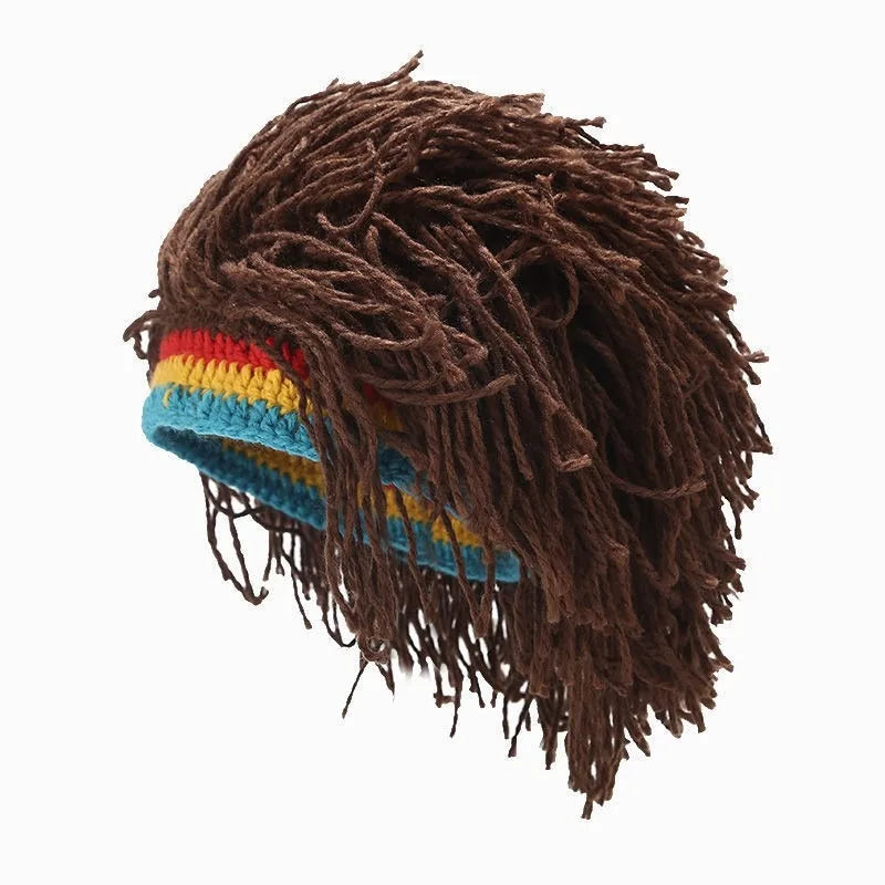 Novelty Dreads Knit Hat Warm Fuzzy Wool Cap Braided Wig Unique Hip Qme