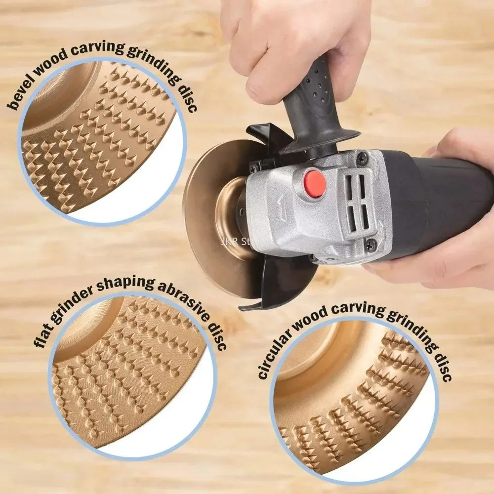Wood Shaping Grinding Disc For Angle Grinder Arc Bevel Carving Wheel Polishing Tool Woodworking DIY Craft Repair Accessory Qme
