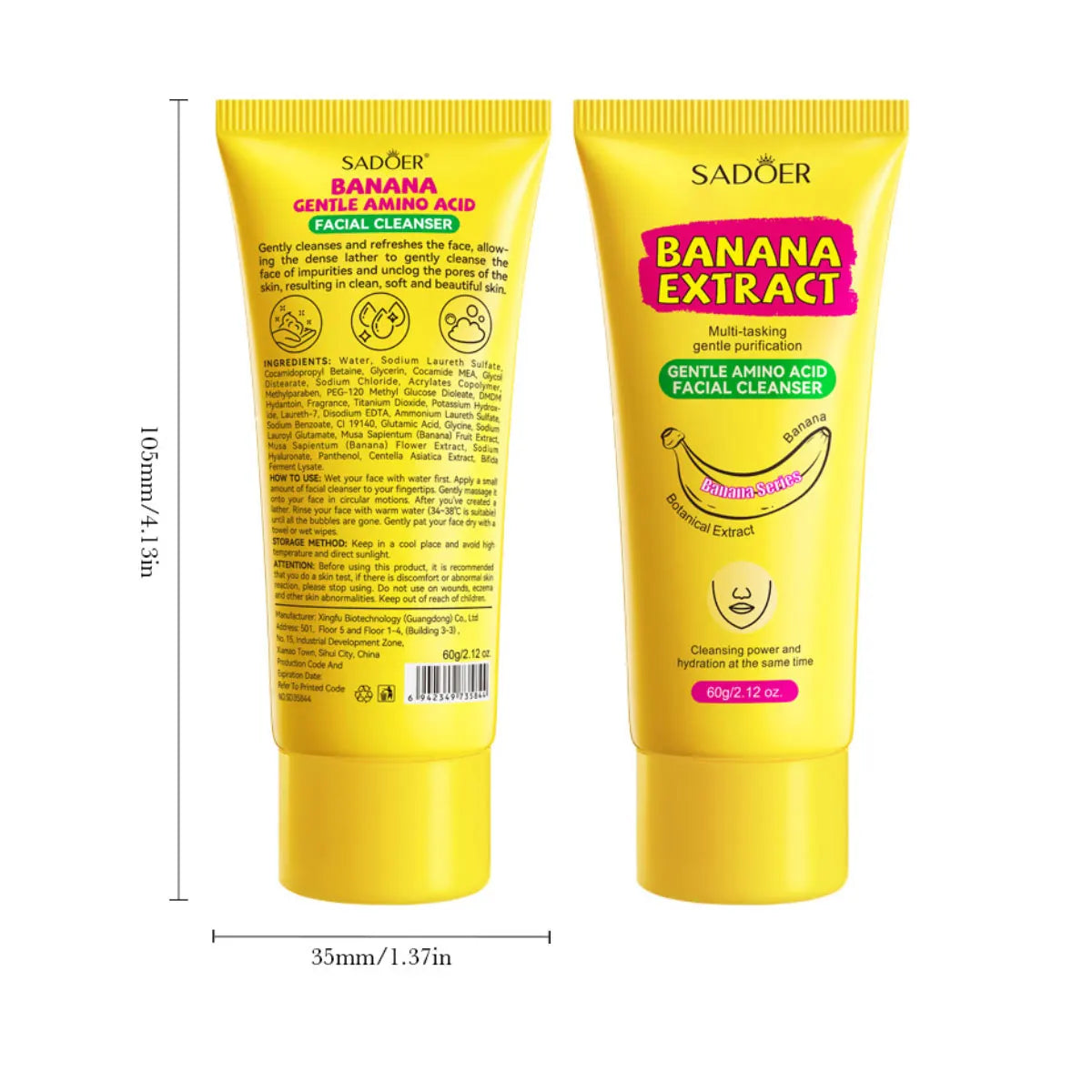 Amino Acid Gentle Facial Cleanser Banana Extract Deeply Cleanses Qme