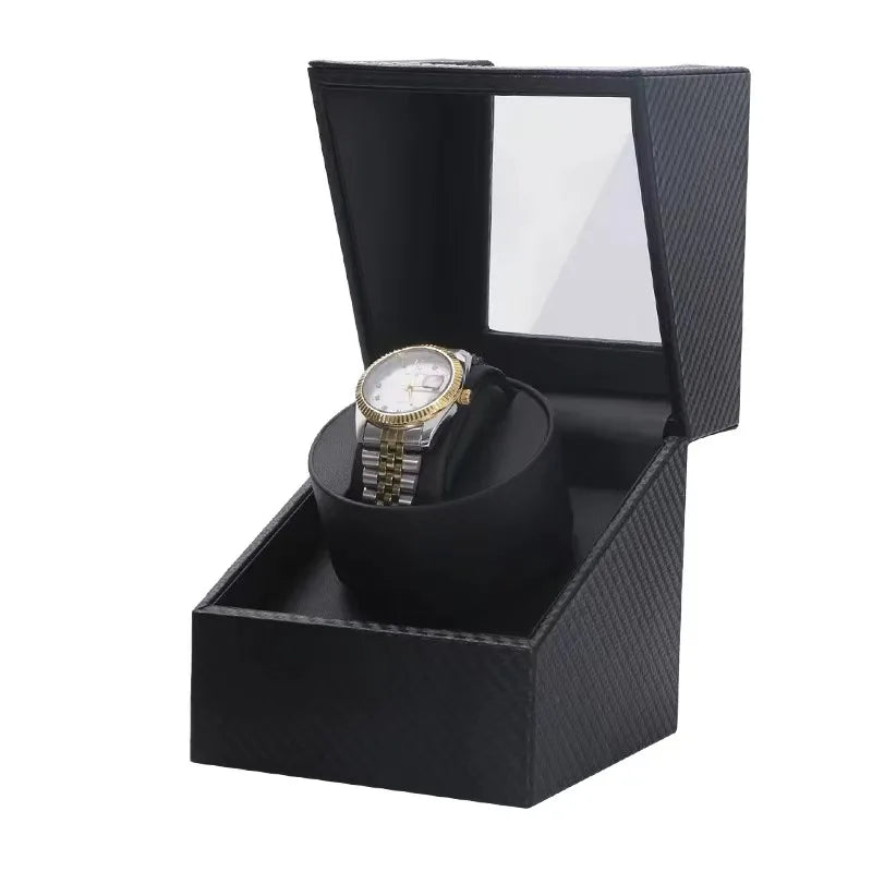Watch Winder Automatic Winding Box for Mechanical Watches, Rotating Storage Case Watch Shaker, Automatic Watch Winding Device Qme Blk In Carbon