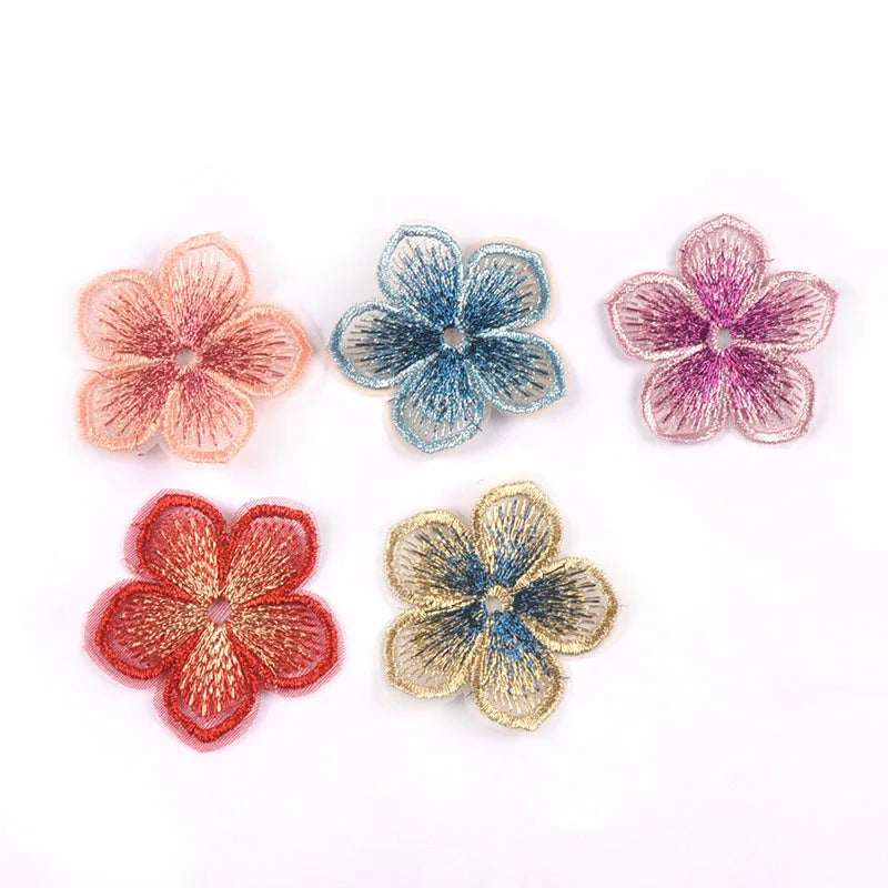 10pcs 4.5cm Big Flower Multicolor Lace Patches Embroidery Appliques For Sewing Clothes Accessories DIY Supplies Handmade Crafts Qme Mixed