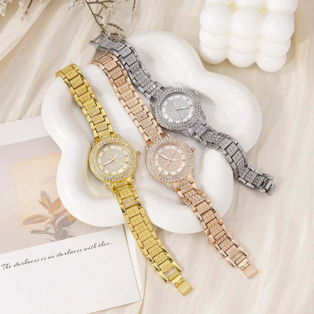 Ladies' Watch Set, 7-piece Set, Fashionable New Ladies' Elegant Quartz Watch, Creative Water Diamond Inlaid Design Jewelry Set Qme