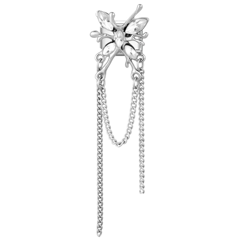 Women Men New Colorful Butterfly Zircon Long Pearl Tassel Chain Italian Charms Fit 9mm Stainless Steel Bracelet DIY Jewelry Gift Qme Style 4