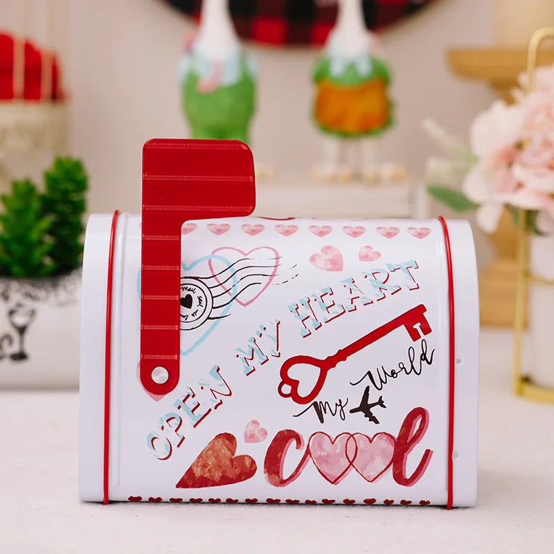 Heart-shaped Metal Storage Box Sweet Valentine Present Wedding Qme white M