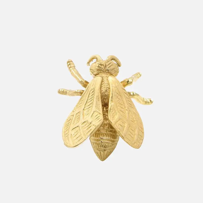 Creative Retro Bee Brass Handle Vintage Single Hole Cabinet Door Knobs Gold Furniture Hardware Wardrobe Drawer Pulls Dresser Qme A1