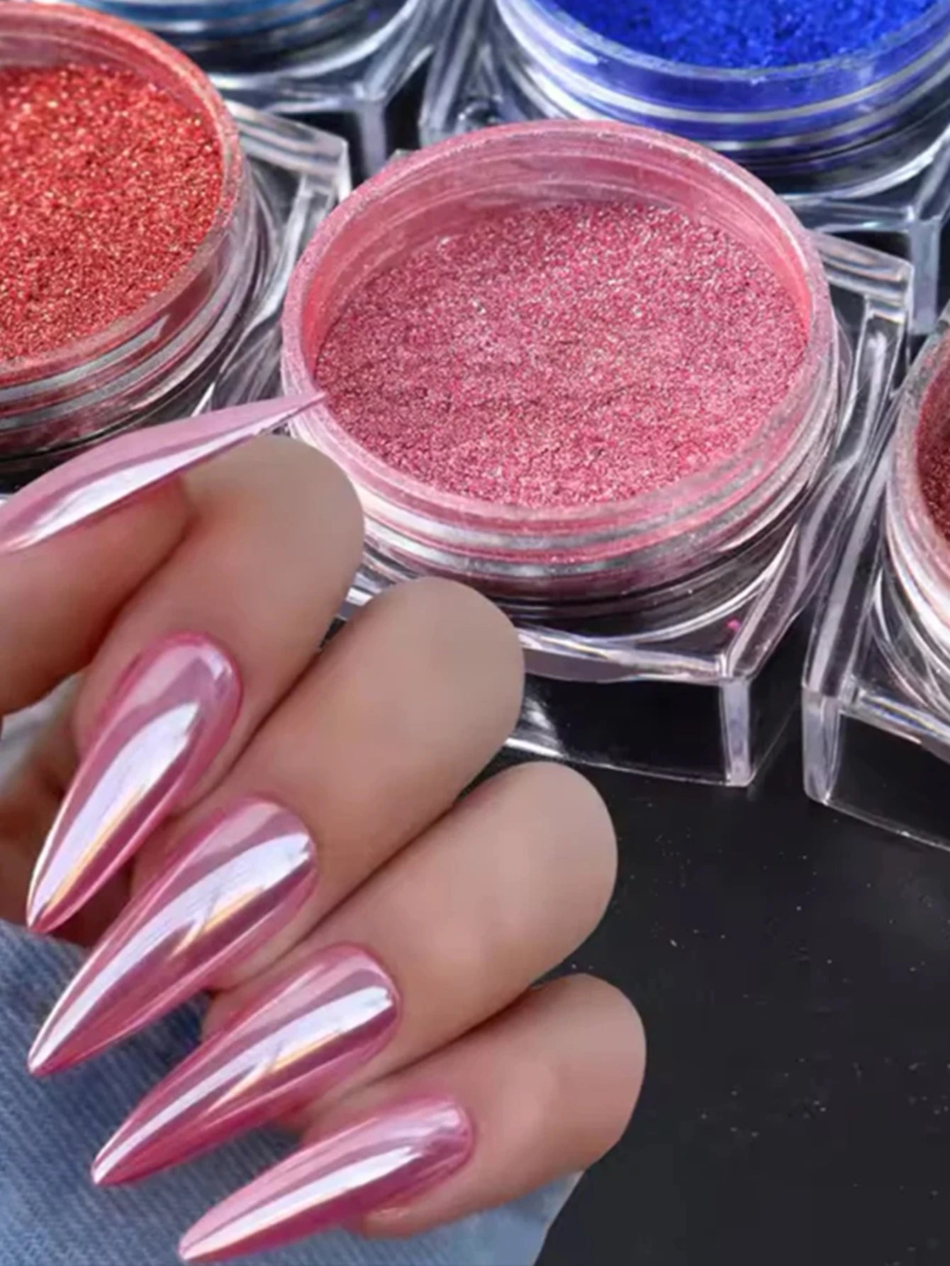 36 Boxes Metallic Mirror Chrome Nail Powder Aurora Shimmering Gold Qme