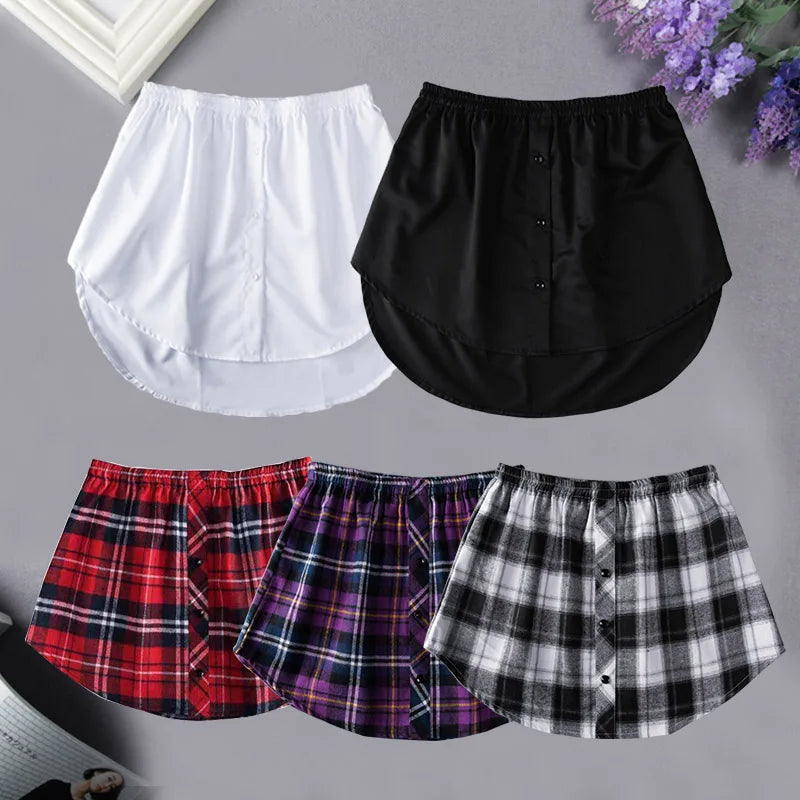 S-5XL Women Fake Shirt Hem Detachable Underskirt Irregular Skirt Tail Blouse Hem Extender Mini Skirt Layered Inner Layer Qme