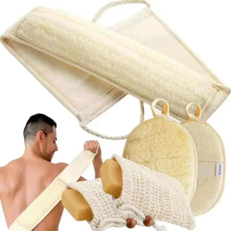 Traditional Flax Fiber Exfoliating Back Scrubber Tear Resistant Long Qme
