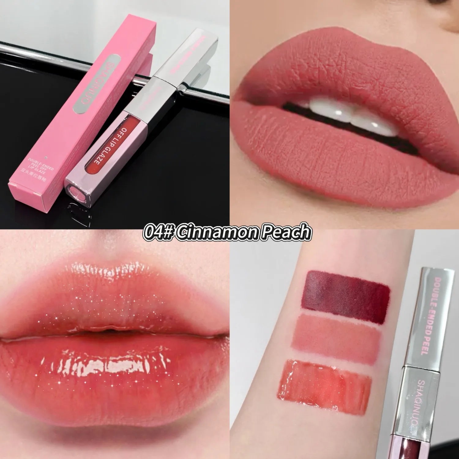 SHAQINUO Peel Off Stain Lip Oil Duo Dual Action Treatment Instant Qme S9151-04