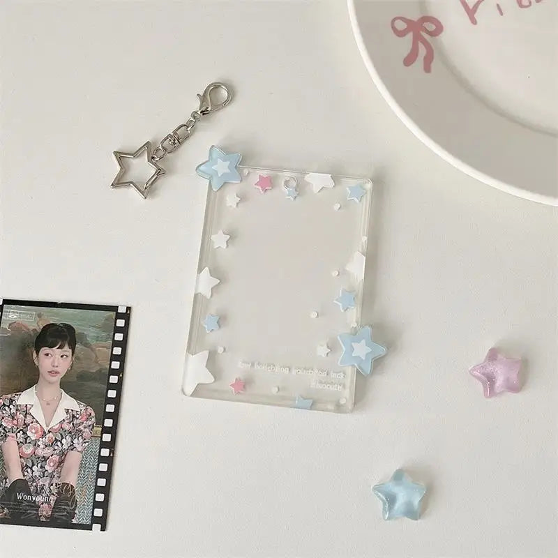 Cute Colorful Star Photocard Holder Card Idol Photo Storage Display Qme A2