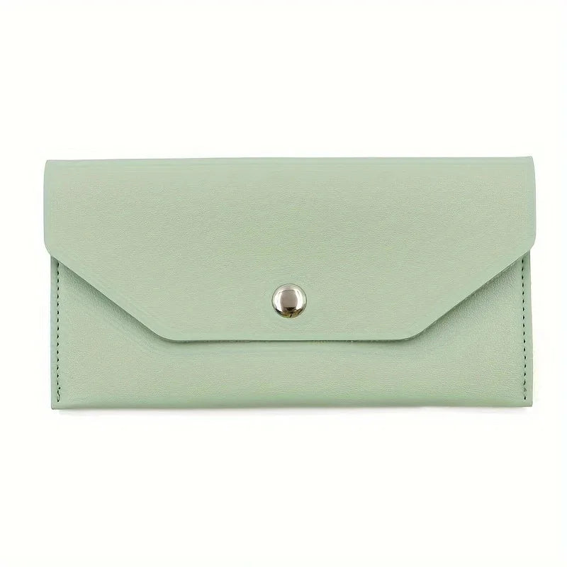 Men’s Ultra Thin Portable Cash Envelope Wallet Wear Resistant PU Leather Money Binder Organizer with Name Card Holder Qme Green