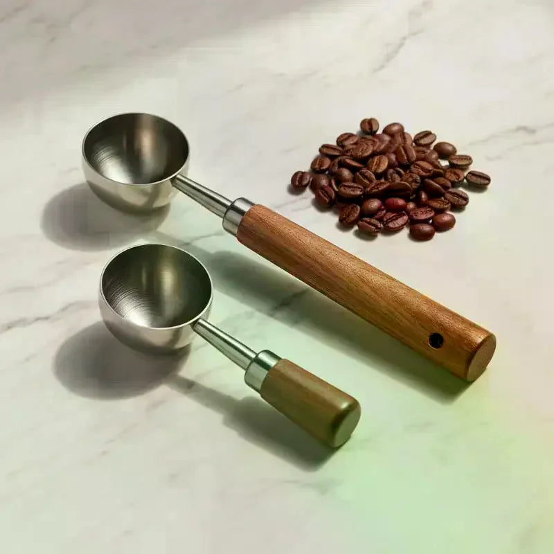 Coffee Tablespoon - Walnut Wood & Stainless Steel Scoop for Home Baristas & Cafe Decor - Perfect Kitchen Accessory Qme