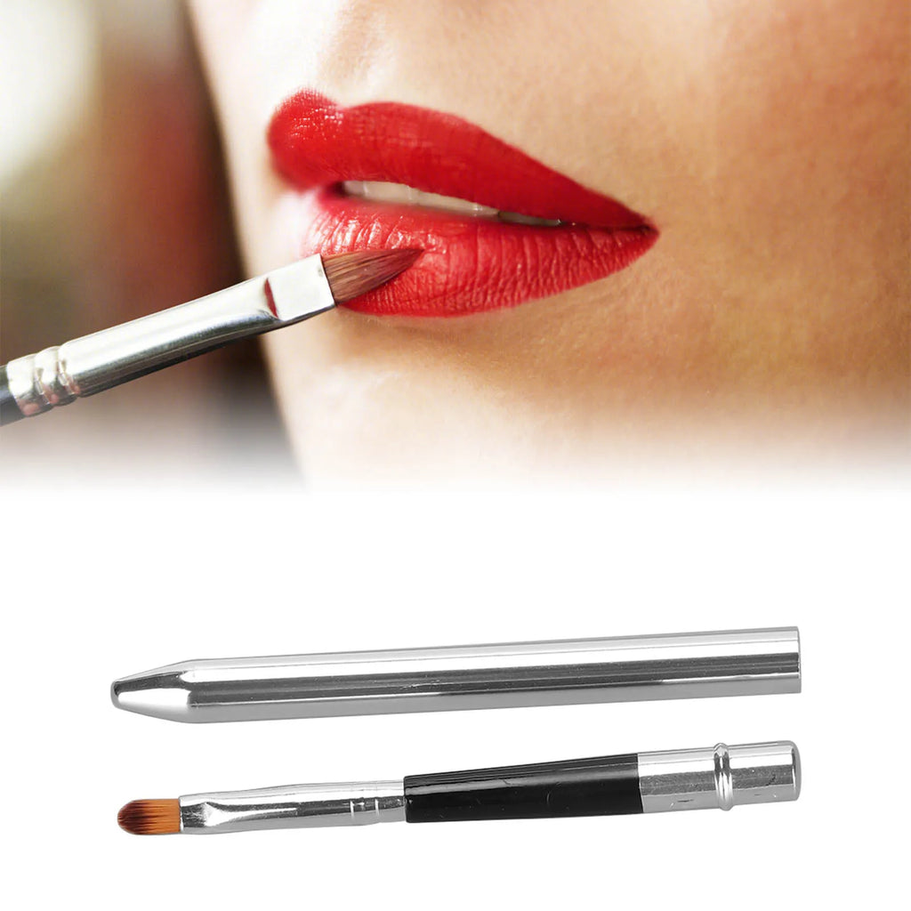Lip Brush Ergonomic Extended Sealing Design Small Easy Cleaning Single Head Aluminium Tube Lipstick Brush Lip Gloss Brush Qme