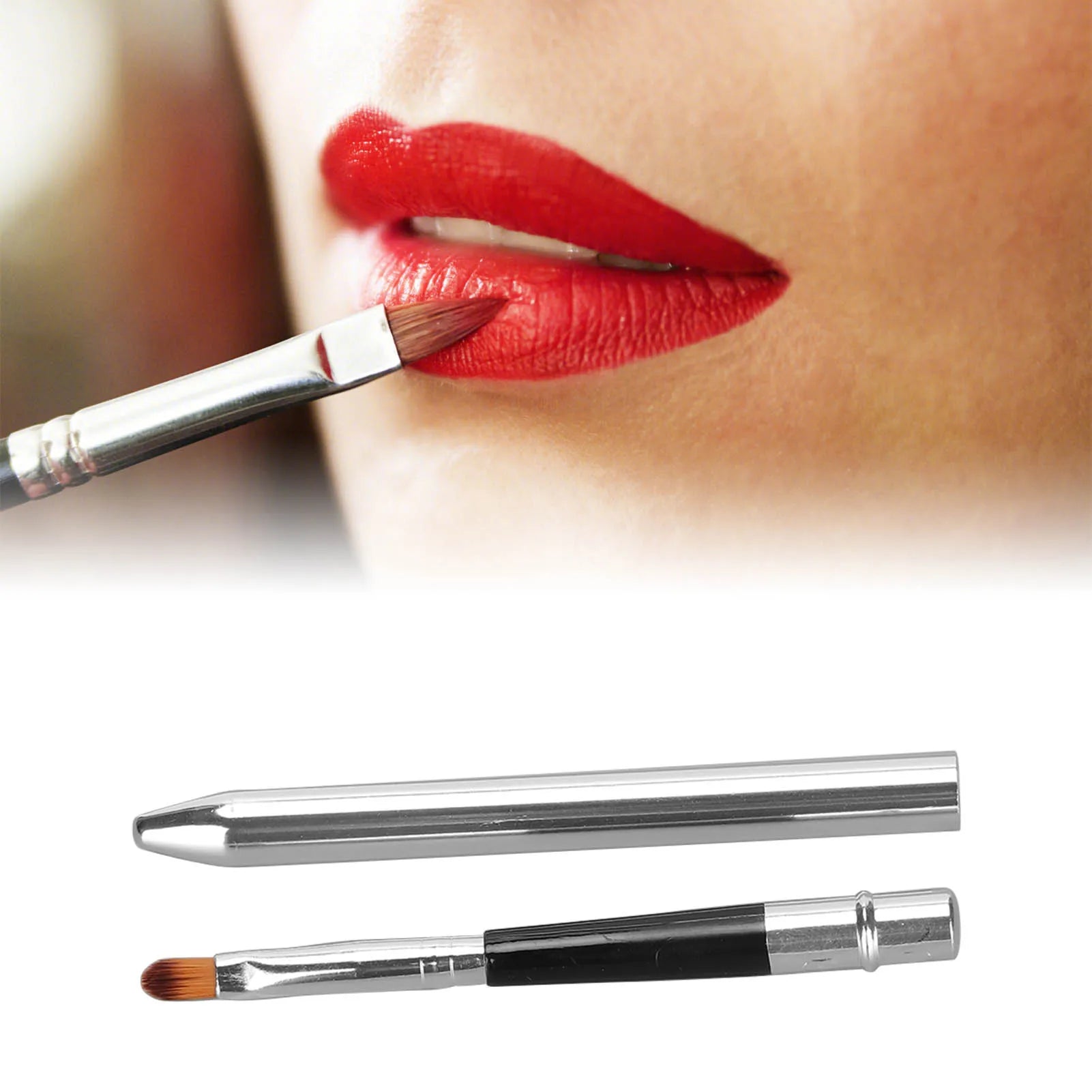 Lip Brush Ergonomic Extended Sealing Design Small Easy Cleaning Single Head Aluminium Tube Lipstick Brush Lip Gloss Brush Qme