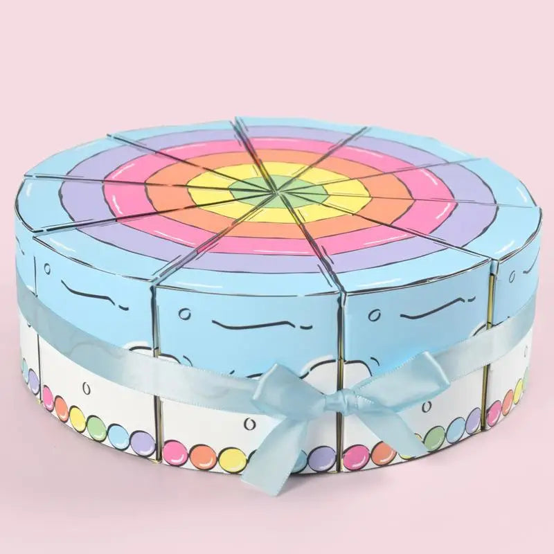 8/10Pcs Triangular Cake Shaped Paper Gift Box Cookie Candy Baby Shower Favors Treat Kids Birthday Party Dessert Packaging Boxes Qme Blue Rainbow