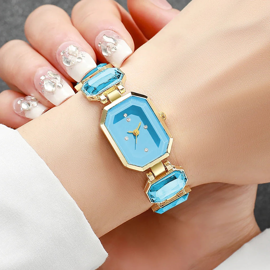 Moda retângulo dial feminino relógio elegante senhoras quartzo relógios de pulso meninas reloj hombre (sem caixa) Qme