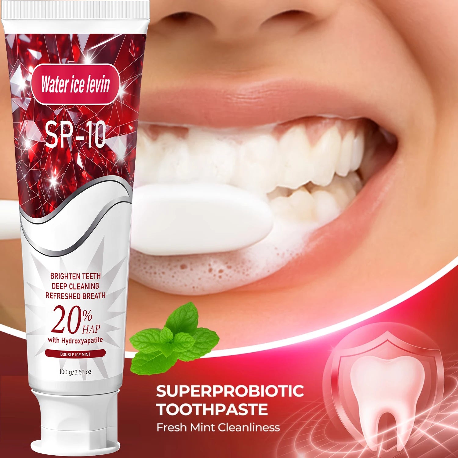 20% HAP Hydroxyapatite Toothpaste - SP-10 Deep Clean & Teeth Whitener, Refreshing Mint Breath Freshener for Daily Use Qme