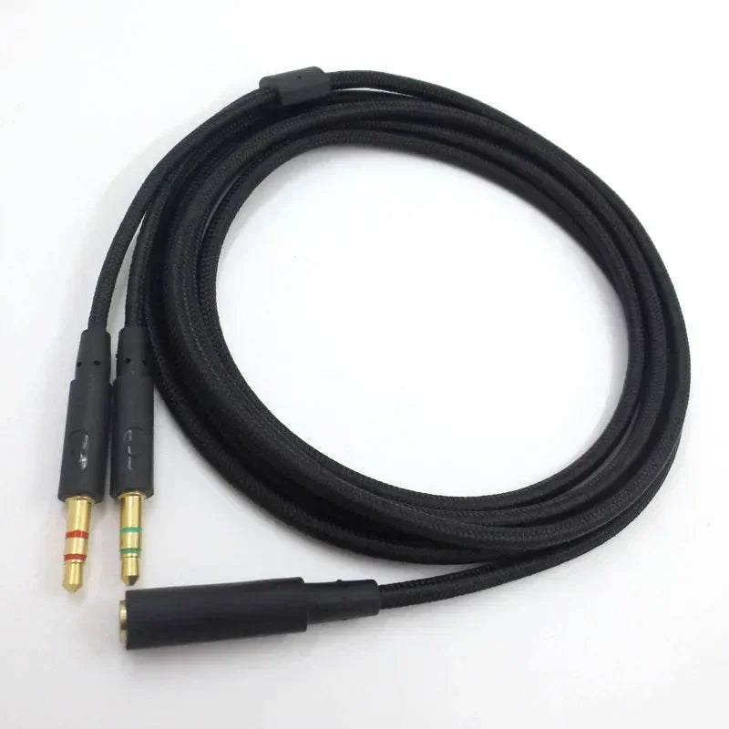 3.5mm Universal 2 In 1 Gaming Headset Audio- Extend Cable for HyperX Cloud II/Alpha-/Cloud Flight/Core Headphone Qme