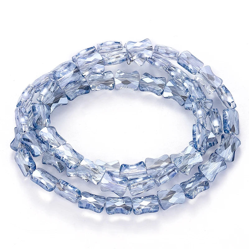 Bamboo Glass Beads AB Color Faceted Flat Curved Waist Column Crystal Loose Spacer Bead for DIY Crafts Earring Bracelet Jewelry Qme Color 6 8x11mm-60pcs