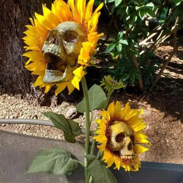 Creepy Skull Sunflower Flowers Skull Festival Art Craft Garden Decoration Simulation Flower Ornaments Halloween Decorations Qme
