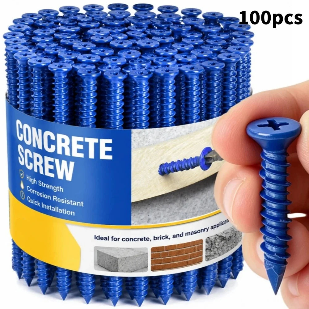 100/50pcs Cross Flat Head Heavy-duty Countersunk Masonry Screw Rust Resistance Repair Fasteners for Fixing Brick Walls Concrete Qme 100pcs