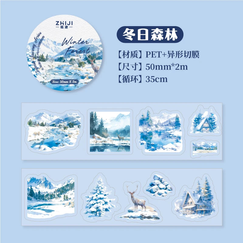 2M/Roll INS Landscaping PET Tape Washi Stickers Decorative Natural Scenery Tapes For Scrapbooking Magazine Aesthetic Stationery Qme B