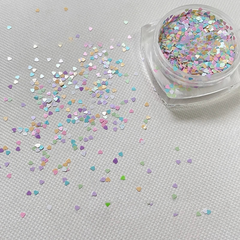 1Jar Mini Sparkling Love Nail Glitter Heart Decoration Salon Design Qme
