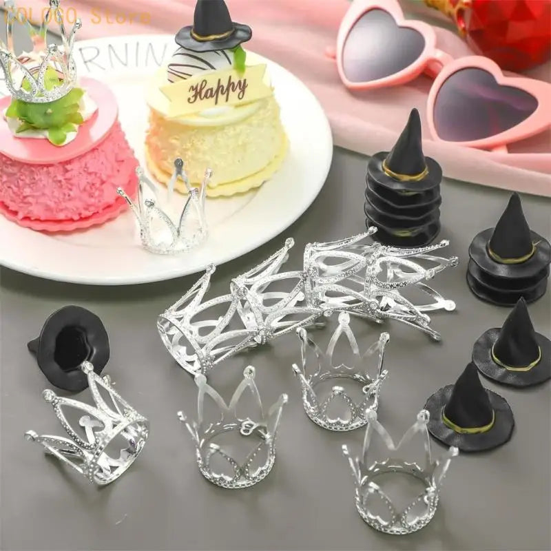 Halloween Birthday Cake Decorations Witch Hat Crowns Plastic Party Qme