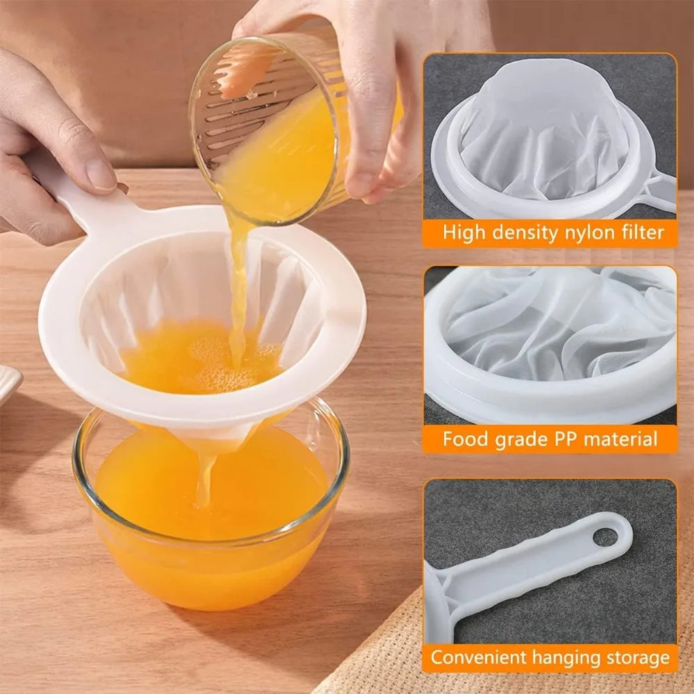 100/200/400 Mesh Ultra Fine Filter Mesh Strainer Spoon Sieve Washable High Density Nylon Screening Colander for Coffee Yogurt Qme