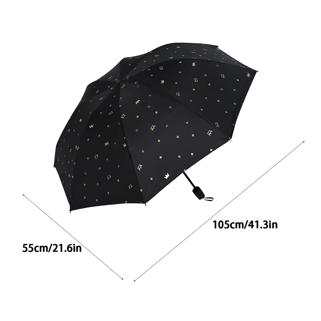 Black Automatic Umbrella for Rain and Sunny Day Thick Durable UV Resistant Folding Design for Sun Protection Outdoor Necessities Qme