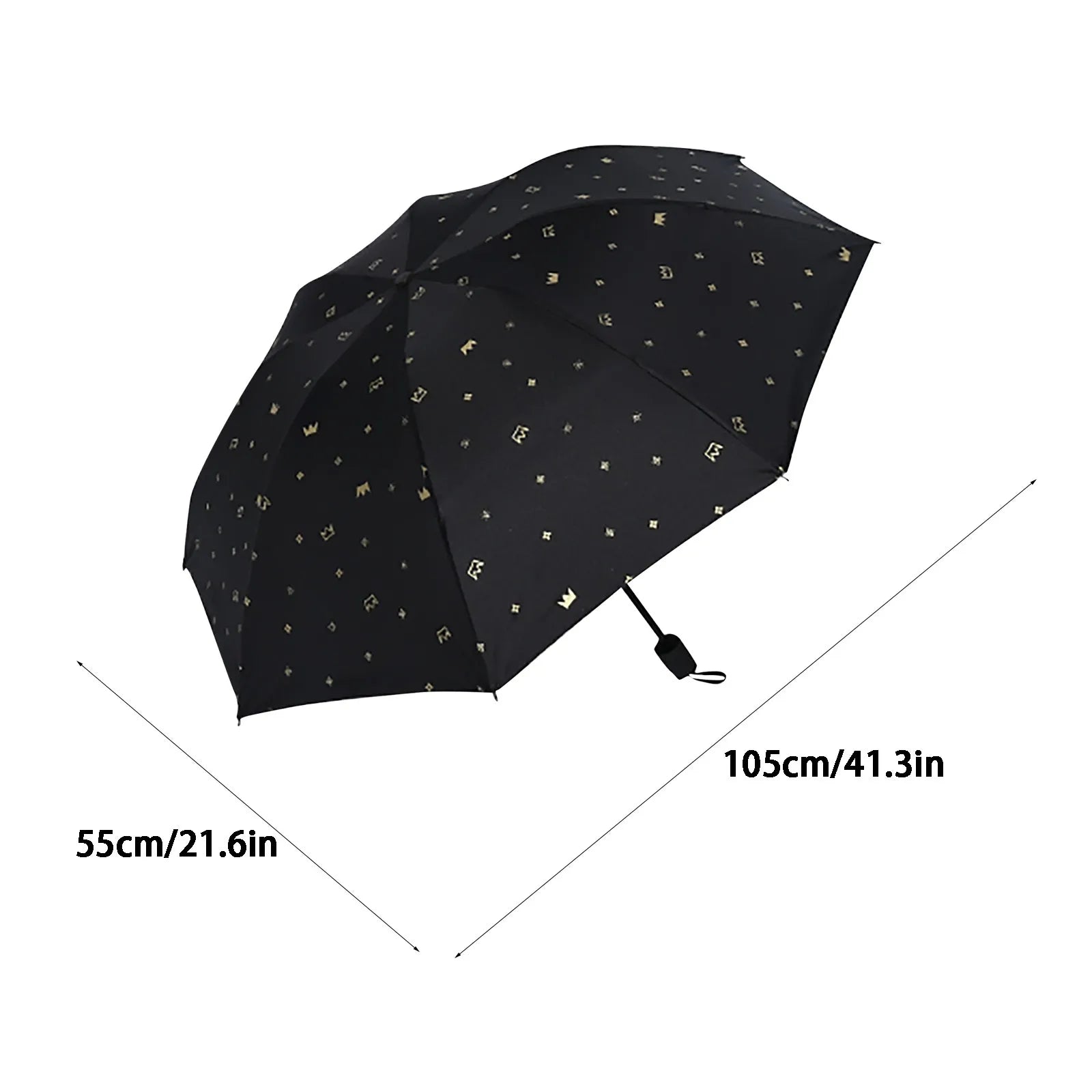 Black Automatic Umbrella for Rain and Sunny Day Thick Durable UV Resistant Folding Design for Sun Protection Outdoor Necessities Qme