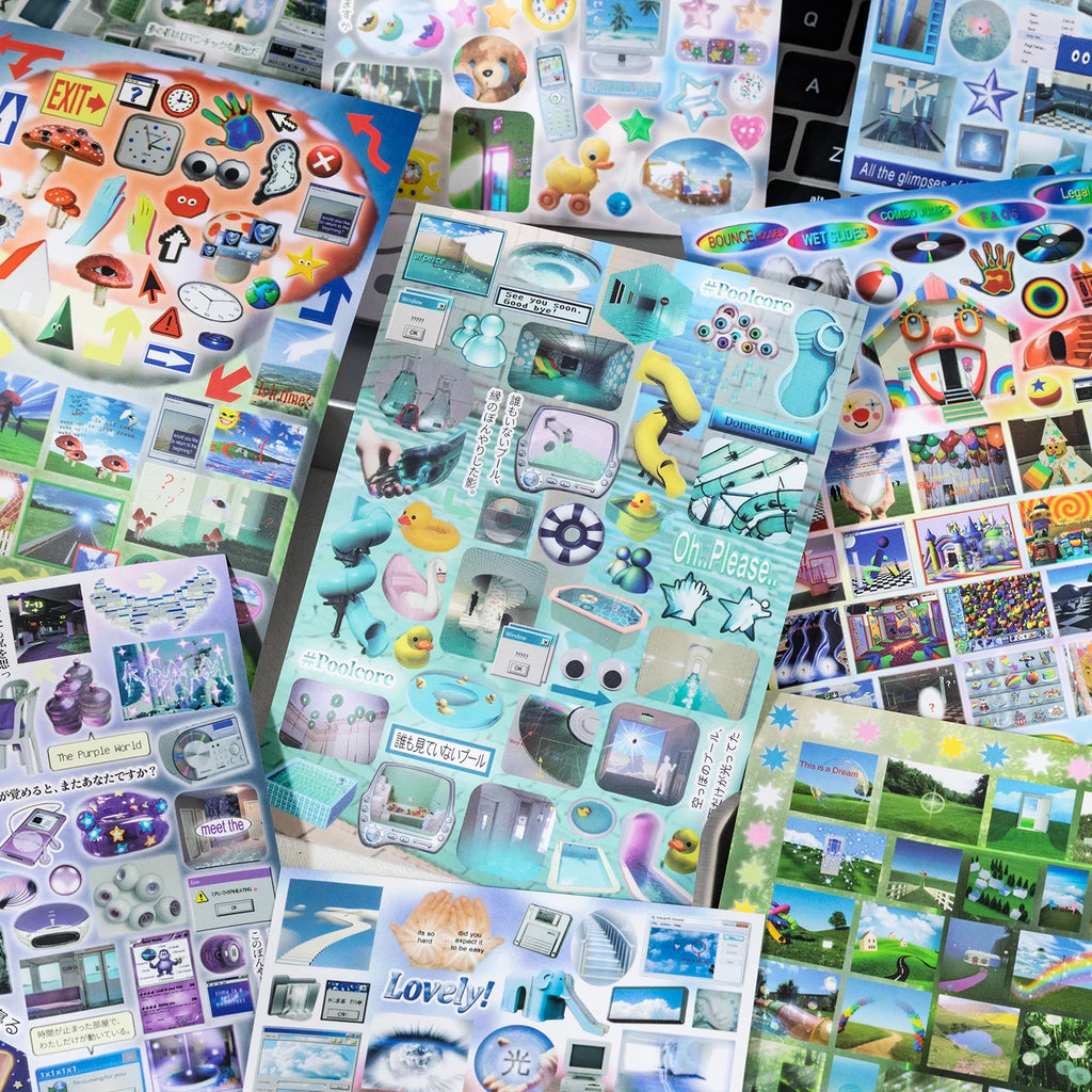 Y2K Millennium Retro Nostalgic Sticker Book, Decorative Collage Supplies for Journals, Multi-purpose Ornamental Stickers Qme