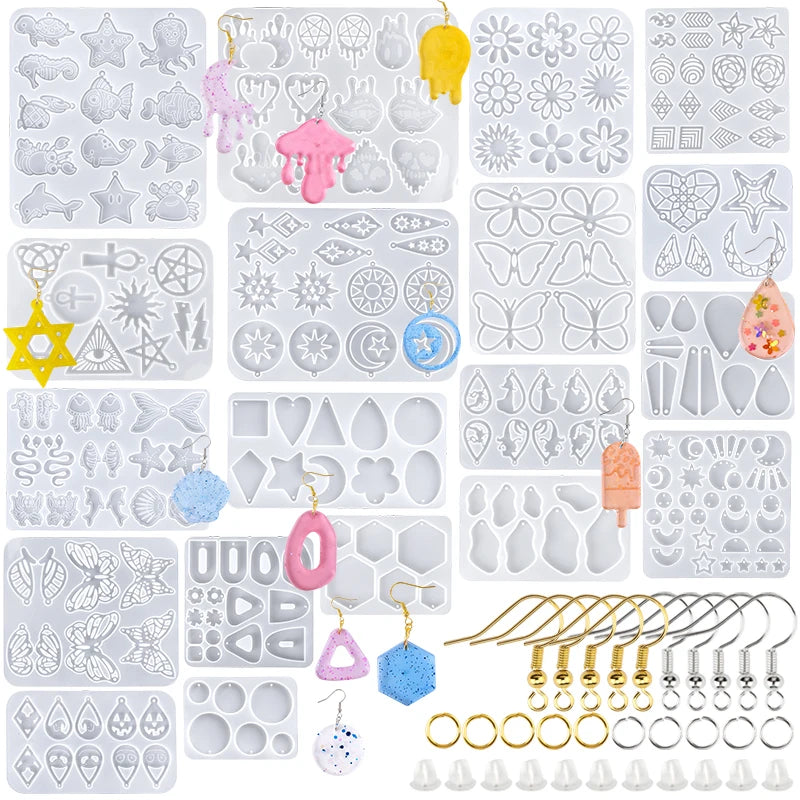 Earring Resin Silicone Molds Pendant Molds Epoxy Resin Molds DIY Craft for DIY Women Earrings, Pendants, Rings, Jewelry Making Qme