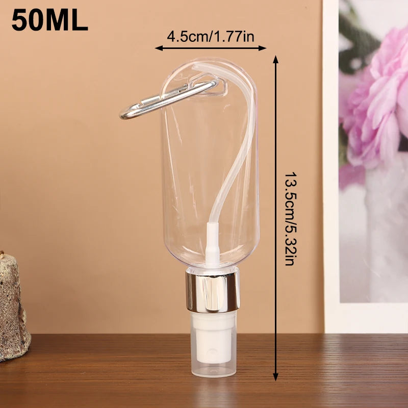 Travel Bottles Carabiner Hook Flip-cap Containers Lotion Perfume Qme 50ml Silver