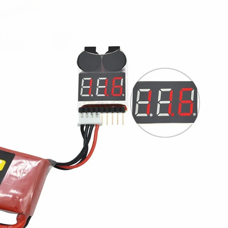 5pcs 1-8S Low Voltage Battery Tester Buzzer Alarm 1-8S Lipo/Li-ion/Fe Battery Voltage 2IN1 Tester Original for RC BB Ring Qme